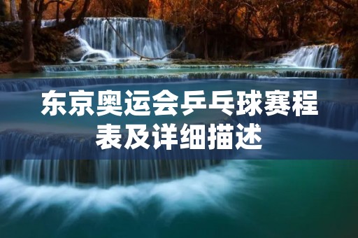 东京奥运会乒乓球赛程表及详细描述