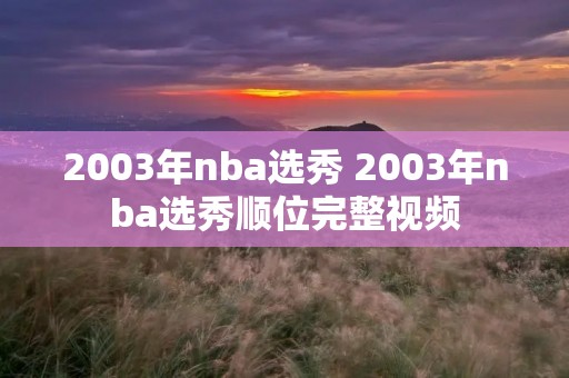 2003年nba选秀 2003年nba选秀顺位完整视频