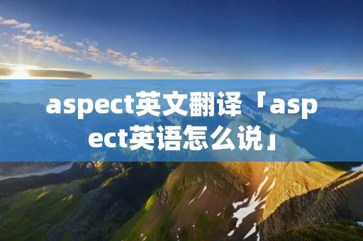 aspect英文翻译「aspect英语怎么说」