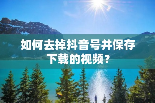 如何去掉抖音号并保存下载的视频?