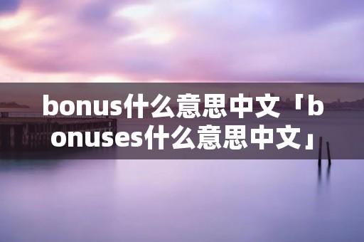 bonus什么意思中文「bonuses什么意思中文」