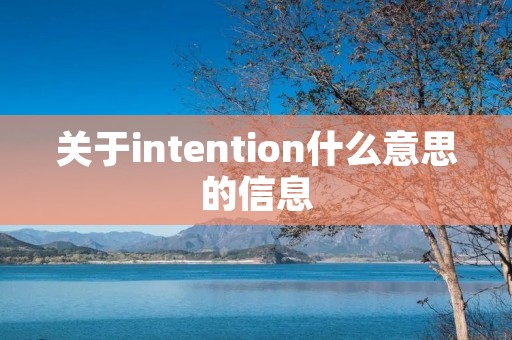 关于intention什么意思的信息