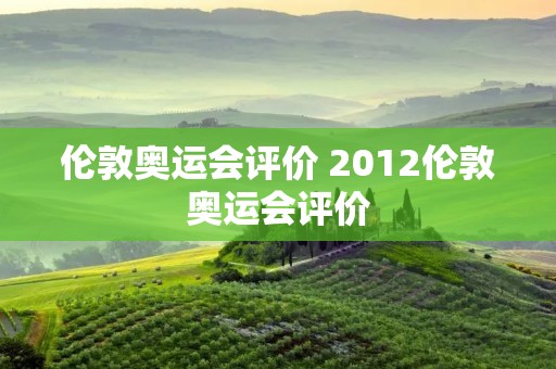伦敦奥运会评价 2012伦敦奥运会评价