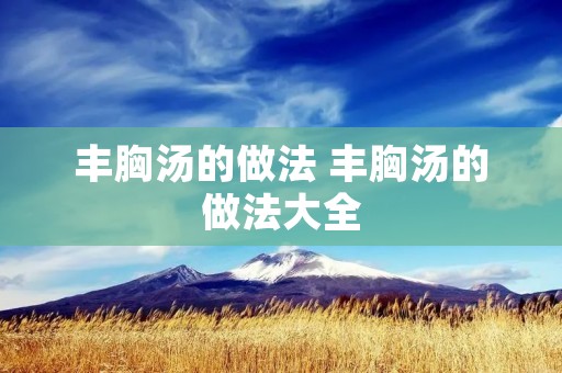 丰胸汤的做法 丰胸汤的做法大全
