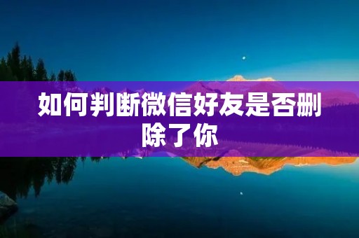 如何判断微信好友是否删除了你