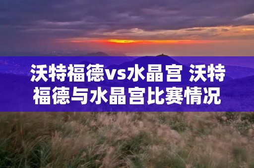 沃特福德vs水晶宫 沃特福德与水晶宫比赛情况沃特福德0 沃特福德vs水晶宫 沃特福德与水晶宫比赛情况沃特福德0