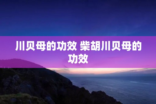 川贝母的功效 柴胡川贝母的功效