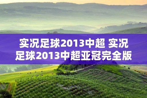 实况足球2013中超 实况足球2013中超亚冠完全版 中文版 实况足球2013中超 实况足球2013中超亚冠完全版 中文版