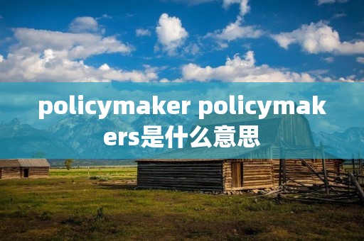 policymaker policymakers是什么意思