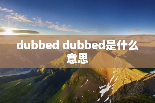 dubbed dubbed是什么意思