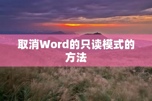 取消Word的只读模式的方法