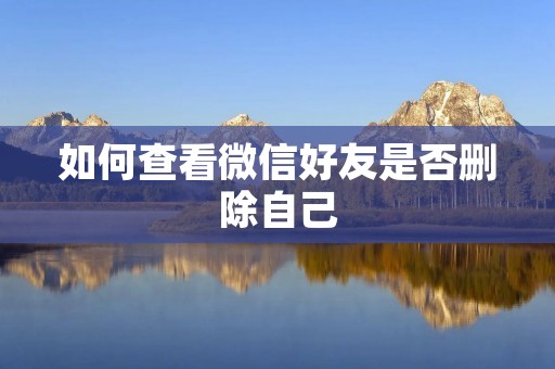 如何查看微信好友是否删除自己