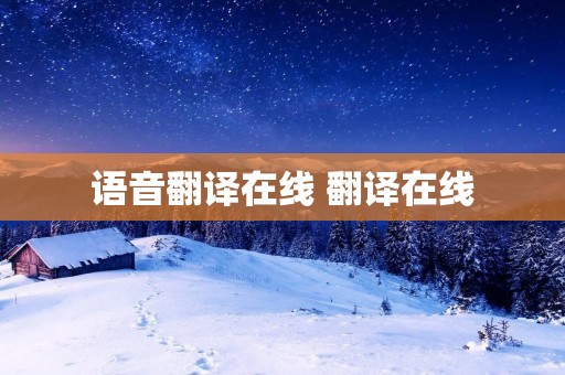 语音翻译在线 翻译在线