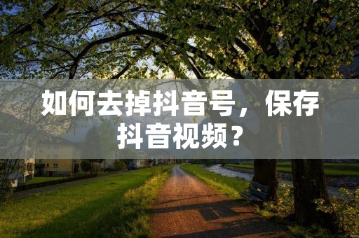 如何去掉抖音号,保存抖音视频?