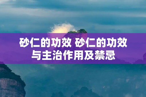 砂仁的功效 砂仁的功效与主治作用及禁忌