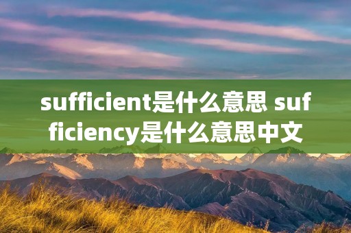 sufficient是什么意思 sufficiency是什么意思中文 sufficient是什么意思 sufficiency是什么意思中文