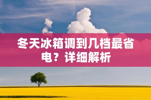 冬天冰箱调到几档最省电?详细解析 冬天冰箱调到几档最省电?详细解析