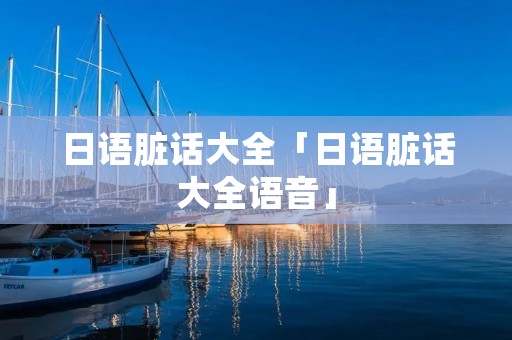 日语脏话大全「日语脏话大全语音」