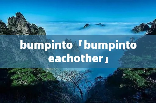 bumpinto「bumpintoeachother」