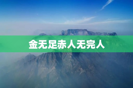 金无足赤人无完人：追求完美的永恒课题