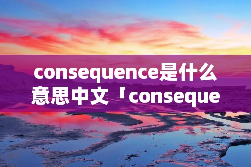 consequence是什么意思中文「consequences是什么意思中文翻译」