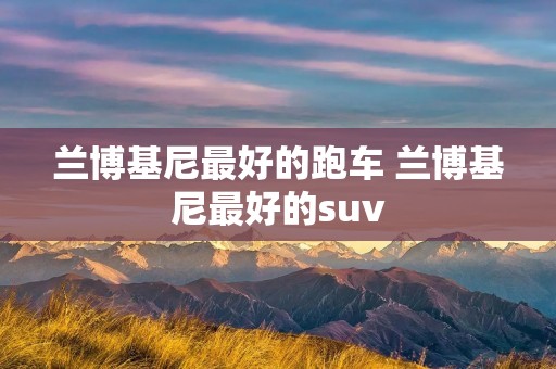兰博基尼最好的跑车 兰博基尼最好的suv