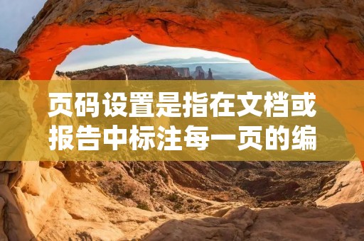 页码设置是指在文档或报告中标注每一页的编号。正确设置页码可以使读者更方便地阅读和查找信息。下面将介绍如何设置页码,并提供详细描述。