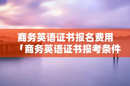 商务英语证书报名费用「商务英语证书报考条件费用」