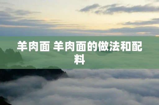 羊肉面 羊肉面的做法和配料