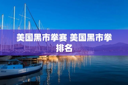 美国黑市拳赛 美国黑市拳排名