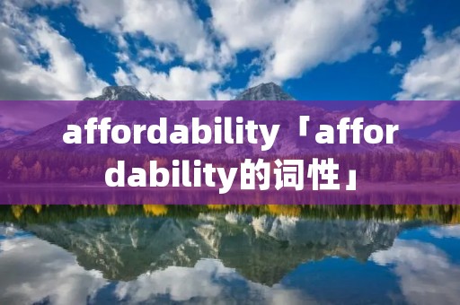 affordability「affordability的词性」