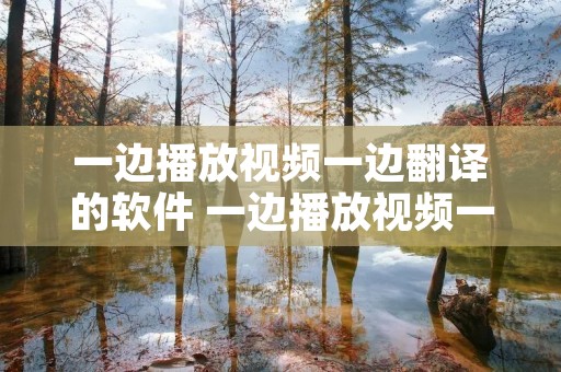 一边播放视频一边翻译的软件 一边播放视频一边翻译的软件华为