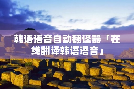 韩语语音自动翻译器「在线翻译韩语语音」