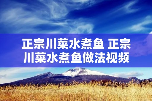 正宗川菜水煮鱼 正宗川菜水煮鱼做法视频