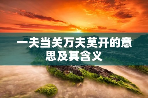 一夫当关万夫莫开的意思及其含义