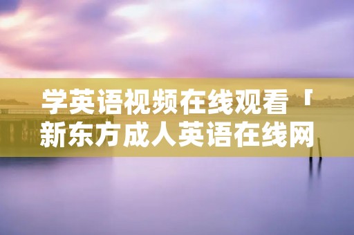 学英语视频在线观看「新东方成人英语在线网课」