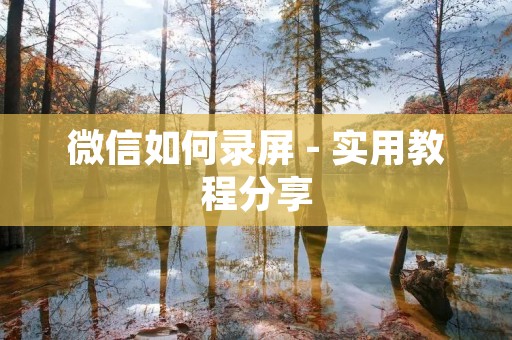 微信如何录屏 - 实用教程分享