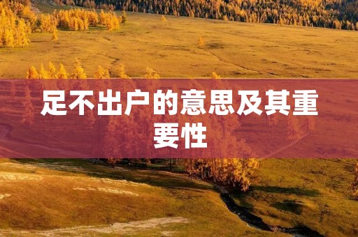 足不出户的意思及其重要性