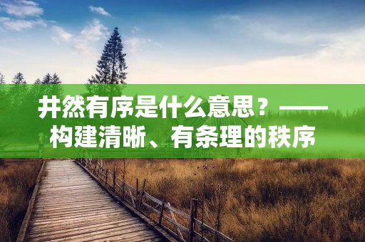 井然有序是什么意思?——构建清晰、有条理的秩序