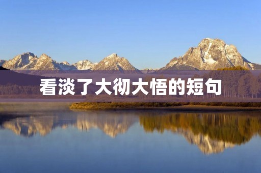 看淡了大彻大悟的短句