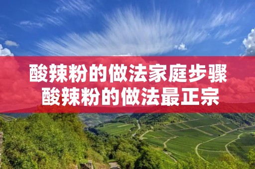 酸辣粉的做法家庭步骤 酸辣粉的做法最正宗的做法家庭