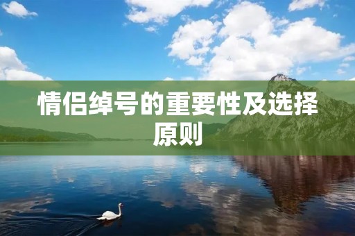 情侣绰号的重要性及选择原则