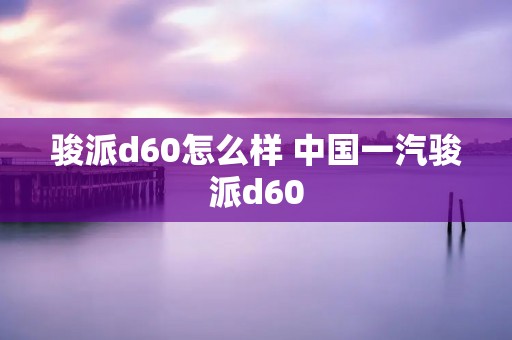 骏派d60怎么样 中国一汽骏派d60