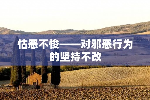 怙恶不悛——对邪恶行为的坚持不改