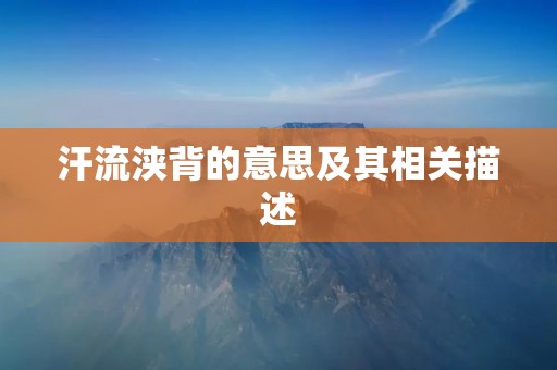 汗流浃背的意思及其相关描述