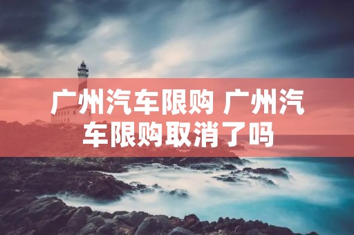广州汽车限购 广州汽车限购取消了吗