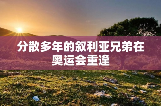 分散多年的叙利亚兄弟在奥运会重逢 分散多年的叙利亚兄弟在奥运会重逢
