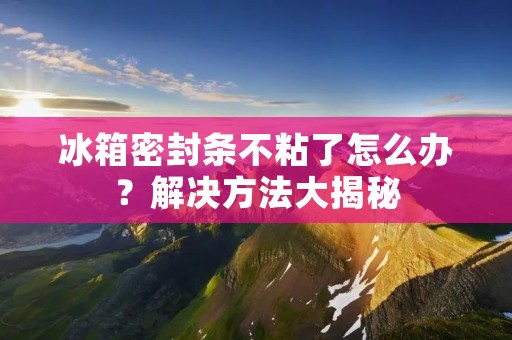 冰箱密封条不粘了怎么办？解决方法大揭秘