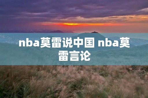 nba莫雷说中国 nba莫雷言论