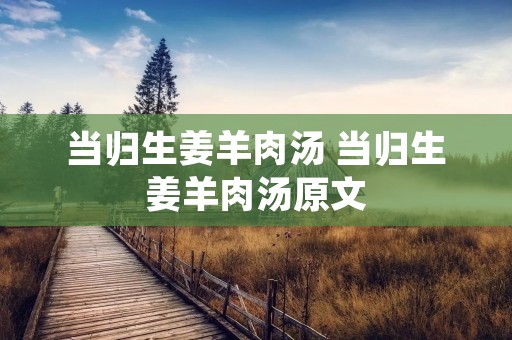 当归生姜羊肉汤 当归生姜羊肉汤原文